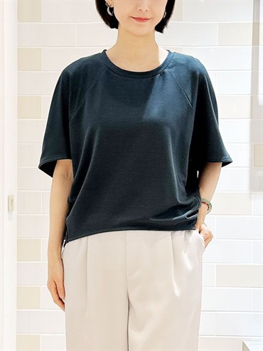 連袖剪接設計上衣[涼感](深綠色(36)/38)