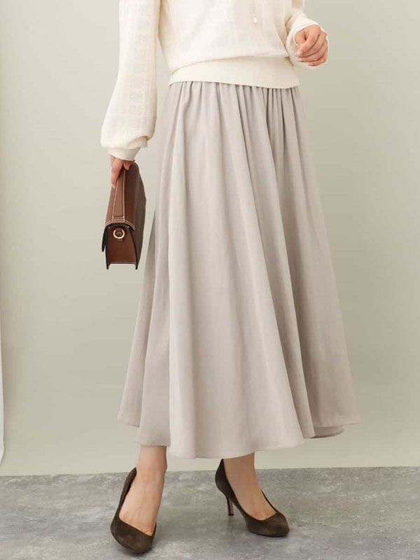 磨毛緞面寬褲裙[可機洗](米色(82)/38)