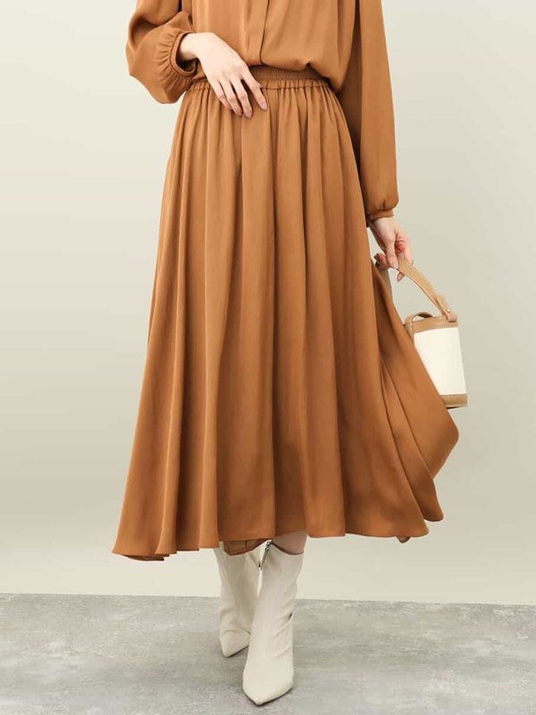 經典寬褲裙[磨毛緞面材質/可機洗](駝色(83)/38)
