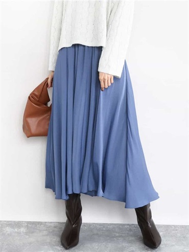 磨毛緞面寬褲裙[可機洗](藍色(55)/38)