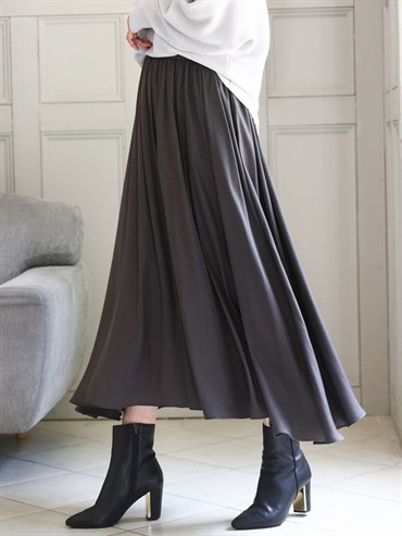 磨毛緞面寬褲裙[可機洗](深灰色(93)/38)