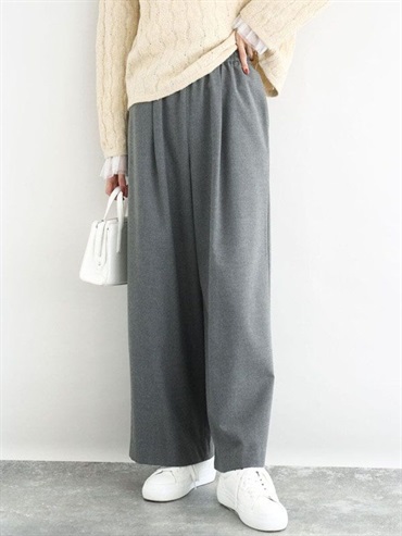 內刷毛直筒休閒寬褲(灰色(92)/38)