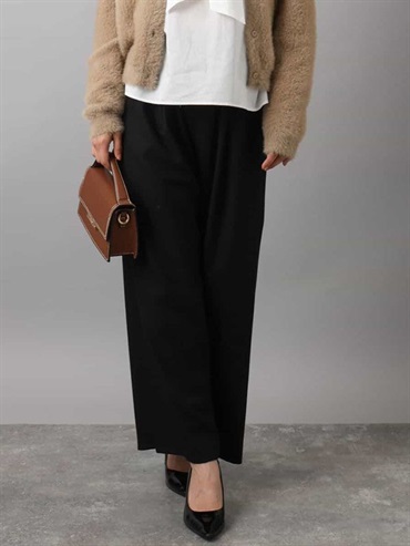 內刷毛直筒休閒寬褲(黑色(94)/38)