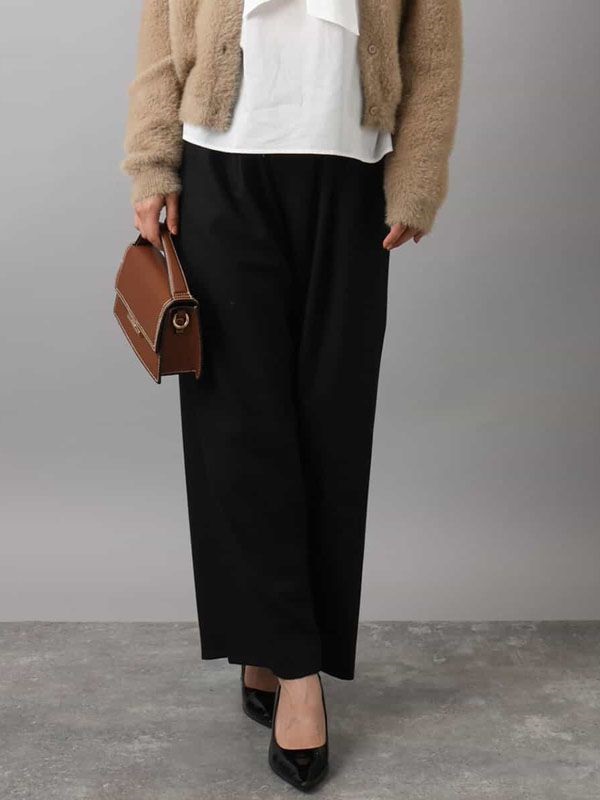 內刷毛直筒休閒寬褲(黑色(94)/38)