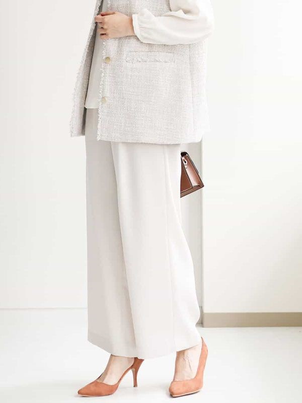 高腰寬褲[防潑水/可機洗](淺灰色(91)/38)