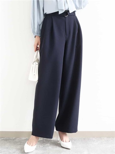 繭型褲[附腰帶](海軍藍(57)/38)