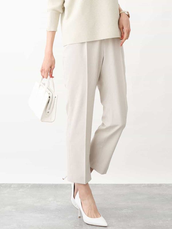 亞麻感基本款錐形褲[成套搭配/可機洗](米色(82)/38)