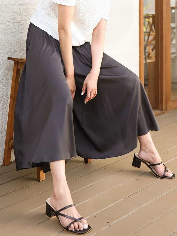 緞面寬褲裙[涼感效果](深灰色(93)/38)