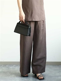 亞麻混紡休閒寬褲