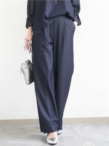 丹寧風寬版長褲[機能性/可機洗]