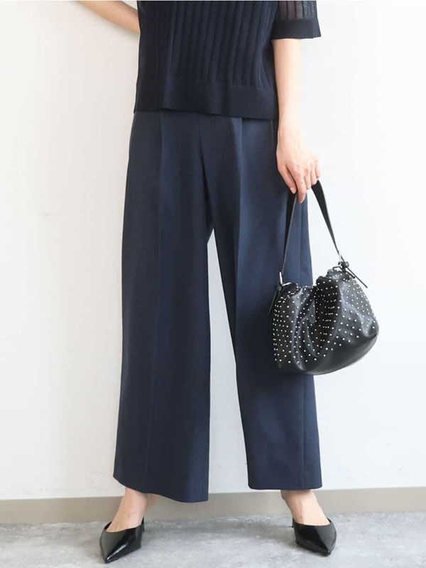 仿舊感斜紋寬版直筒褲[機能性]