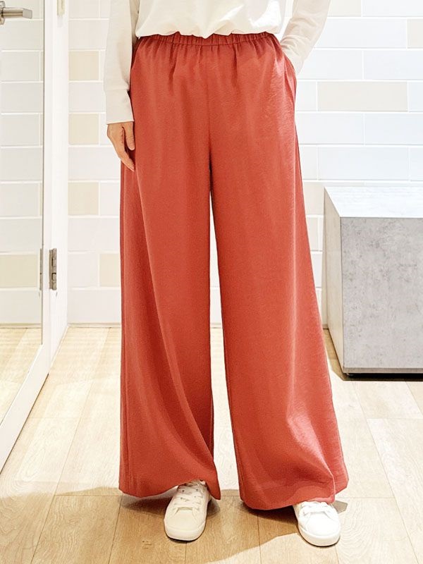 優雅休閒寬褲(暗紅色(08)/38)