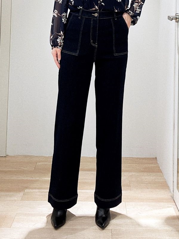 設計款丹寧褲(深藍色(58)/38)