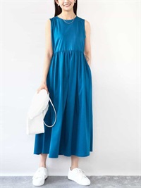 腰部變化無袖洋裝[涼感]
