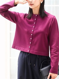 圓釦短版針織開襟衫