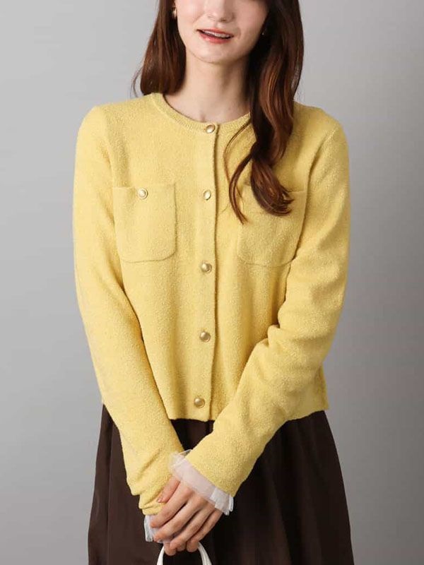 迷你圈圈紗開襟衫(淺黃色(20)/38)