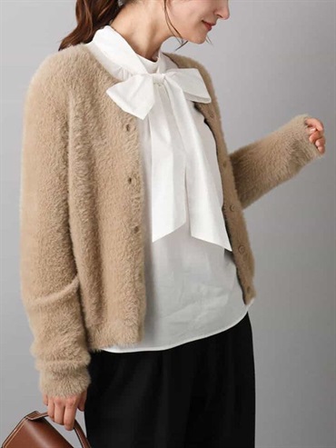 羽毛感針織開襟衫(米色(82)/38)