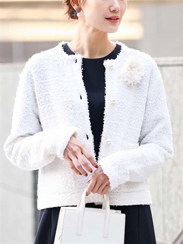 粗花呢針織外套(白色(90)/38)