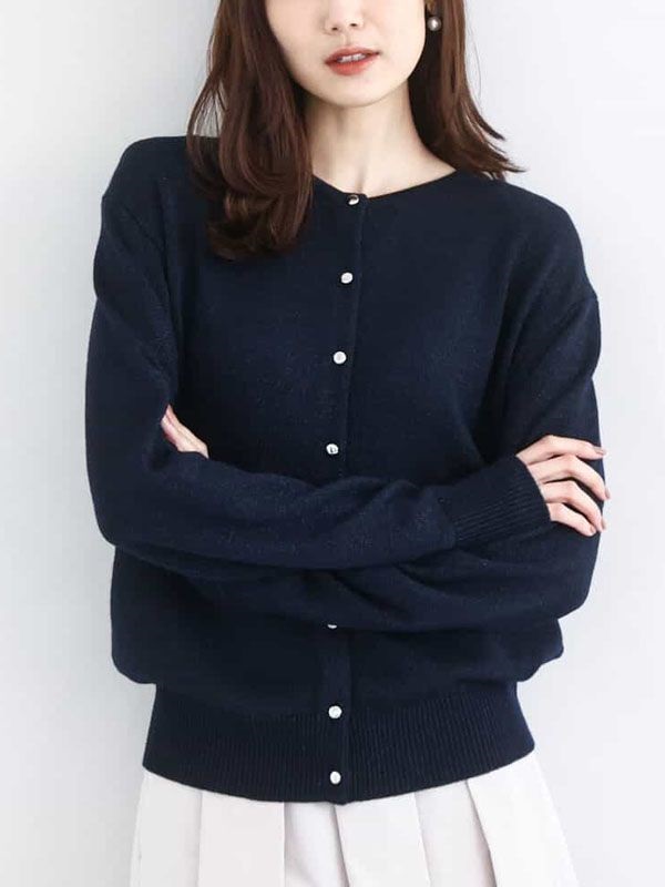 高質感亮絲開襟衫(海軍藍(57)/38)