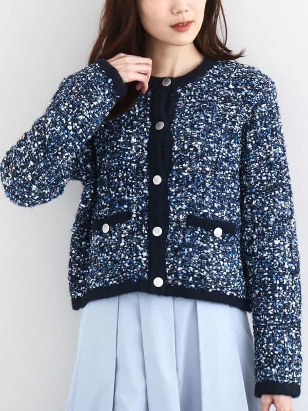 粗花呢針織外套(海軍藍(57)/38)