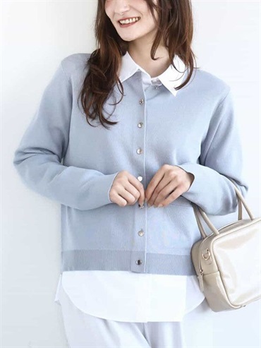 西裝感針織開襟衫(天藍色(50)/38)