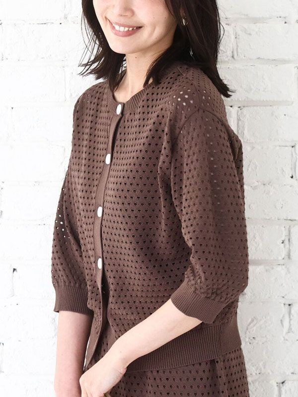 鏤空編織針織上衣[2WAY/成套搭配](棕色(87)/38)