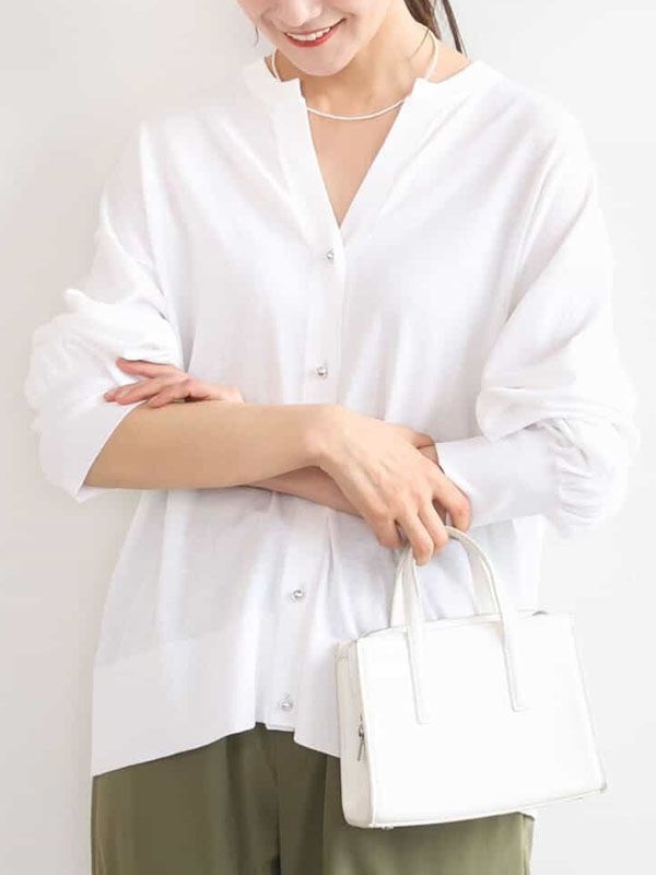 鑰匙領針織開襟衫[抗UV/涼感](白色(90)/38)