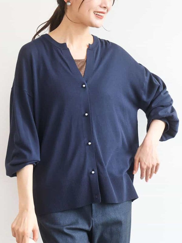 鑰匙領針織開襟衫[抗UV/涼感]