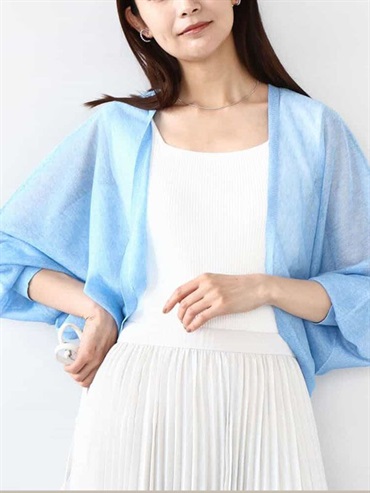 透膚針織短版開襟衫[涼感](藍色(55)/38)