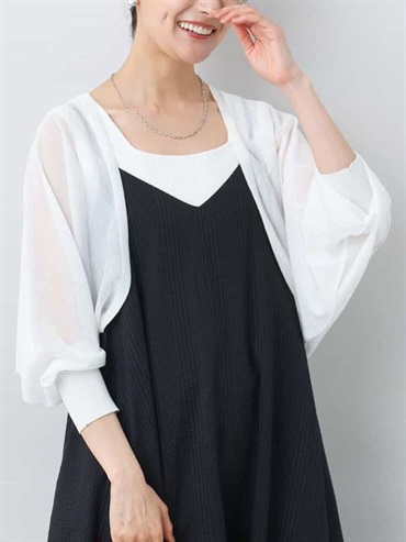 透膚針織短版開襟衫[涼感](白色(90)/38)