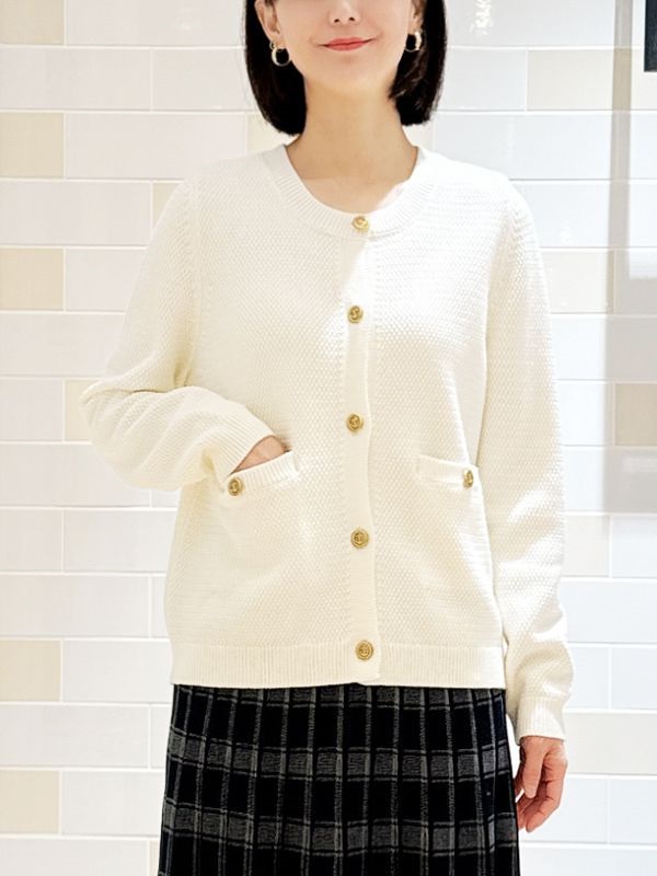 織紋開襟衫(米白色(80)/38)