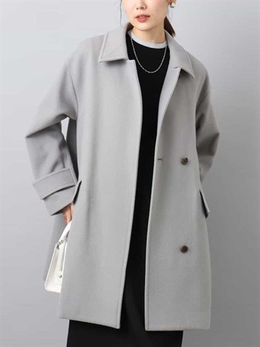 SUPER100立領中長版大衣(淺灰色(91)/38)
