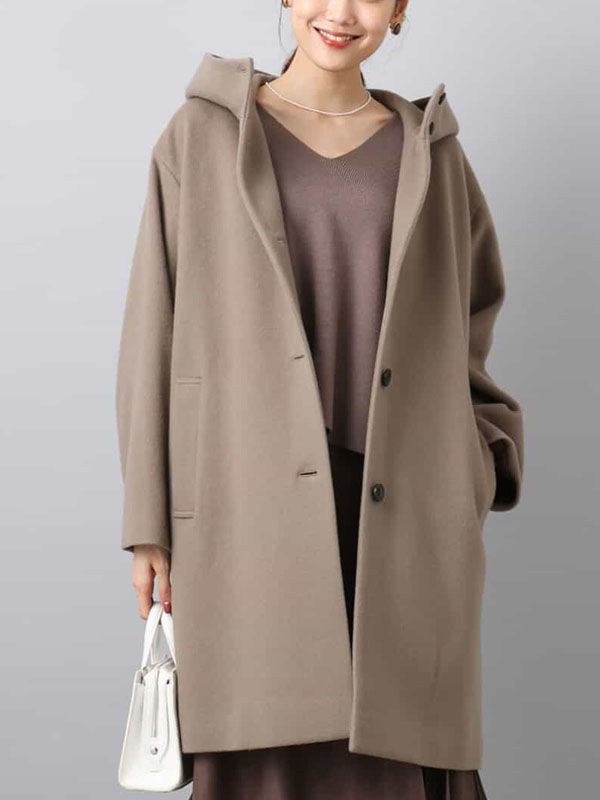 Super100中長版連帽大衣(摩卡色(84)/38)