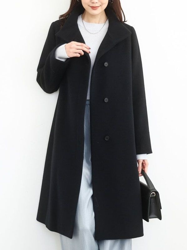 SUPER100立領長大衣(黑色(94)/38)