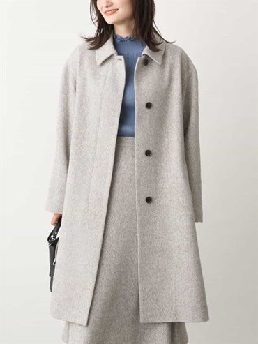 毛圈花呢人字紋大衣