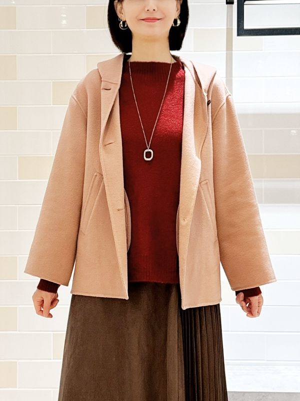 手工連帽短大衣(駝色(83)/38)