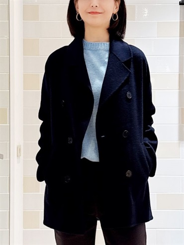 雙排釦手工大衣(深藍色(58)/38)