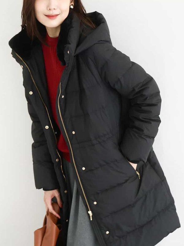 塔夫塔長版羽絨外套[防潑水](黑色(94)/38)