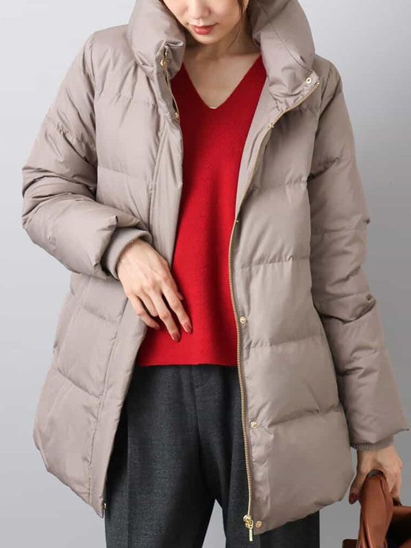 塔夫塔中長版羽絨外套[防潑水](摩卡色(84)/38)