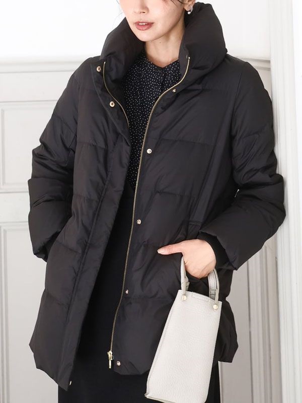 塔夫塔中長版羽絨外套[防潑水](黑色(94)/38)