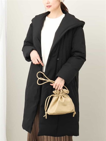 無縫線長版羽絨外套(黑色(94)/38)