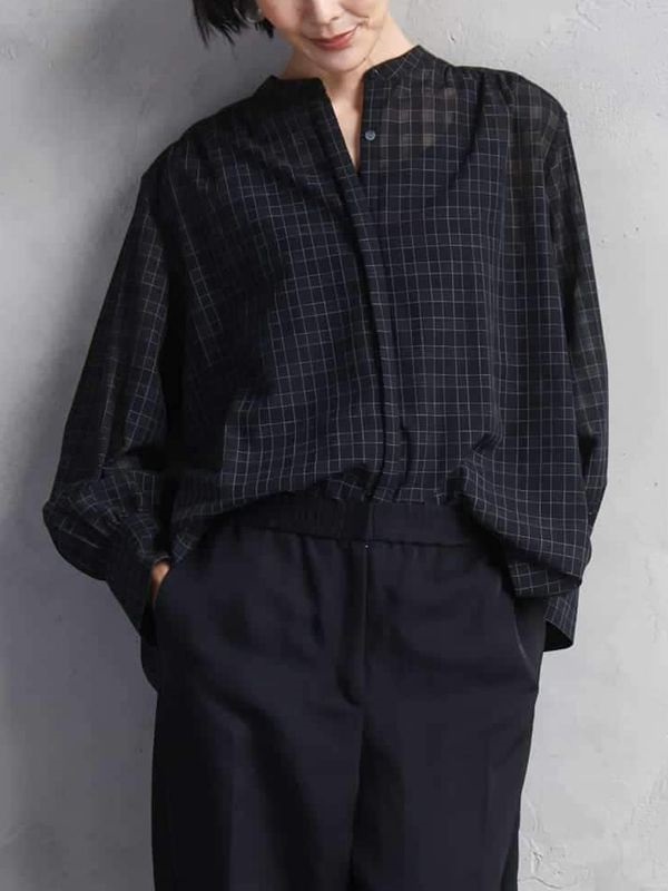 格紋A字版透膚襯衫