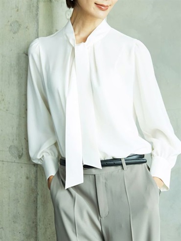 蝴蝶結領襯衫(白色(90)/38)