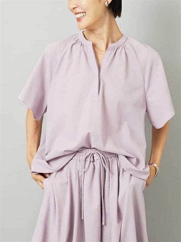 皺褶雪紡上衣[成套搭配](薰衣草紫(60)/38)