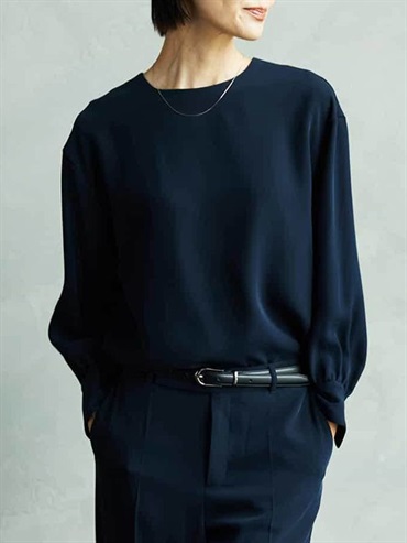 無領設計襯衫[成套搭配](海軍藍(57)/38)