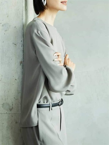 無領設計襯衫[成套搭配](米色(82)/38)