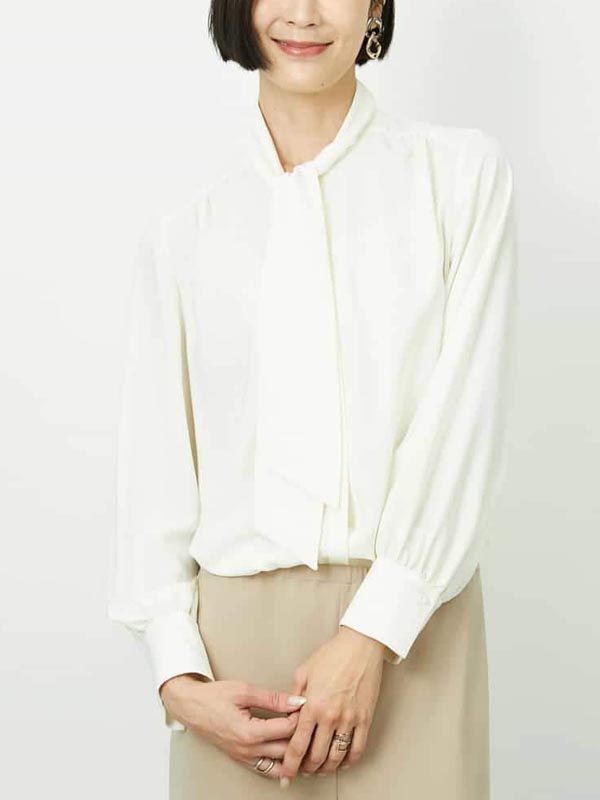 蝴蝶領結襯衫(米白色(80)/38)