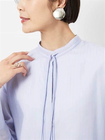 天絲緹花織紋細領結襯衫