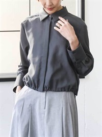 微透感抽繩襯衫式上衣