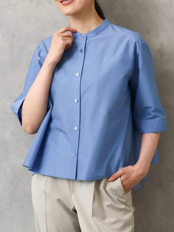 立領A字傘狀襯衫(藍色(55)/38)